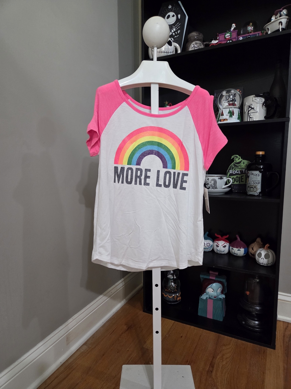 SO Kids Short Sleeve Raglan Tee in Pink & White with Rainbow "More Love" Graphic